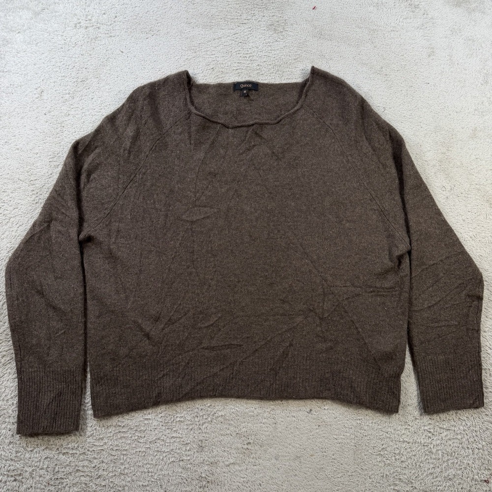 Quince Sweater Womens Medium Brown 100% Cashmere Boatneck Lightweight Soft